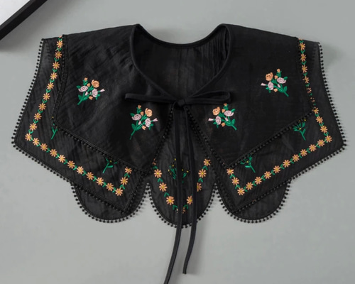 スカラップレース刺繍つけ襟♪フェイクカラー付け衿 アンティーク刺繍