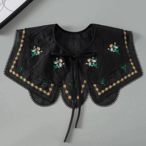 スカラップレース刺繍つけ襟♪フェイクカラー付け衿 アンティーク刺繍