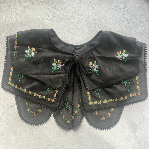 スカラップレース刺繍つけ襟♪フェイクカラー付け衿 アンティーク刺繍