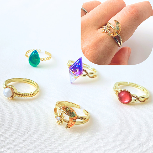 【60％OFF】 18kgp 指輪 リング 世界の欠片 レジン シンプル 欠片 一粒 アクセサリー