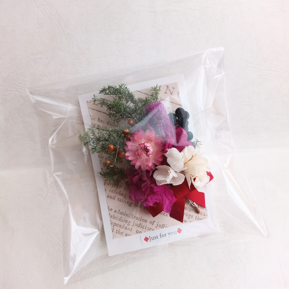（miki様専用）小さな花束　ドライフラワー　メッセージカード　紫陽花　ヘリクリサム　ギフト　誕生日　クリスマス　母の日 2枚目の画像