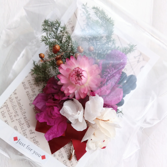 （miki様専用）小さな花束　ドライフラワー　メッセージカード　紫陽花　ヘリクリサム　ギフト　誕生日　クリスマス　母の日 3枚目の画像