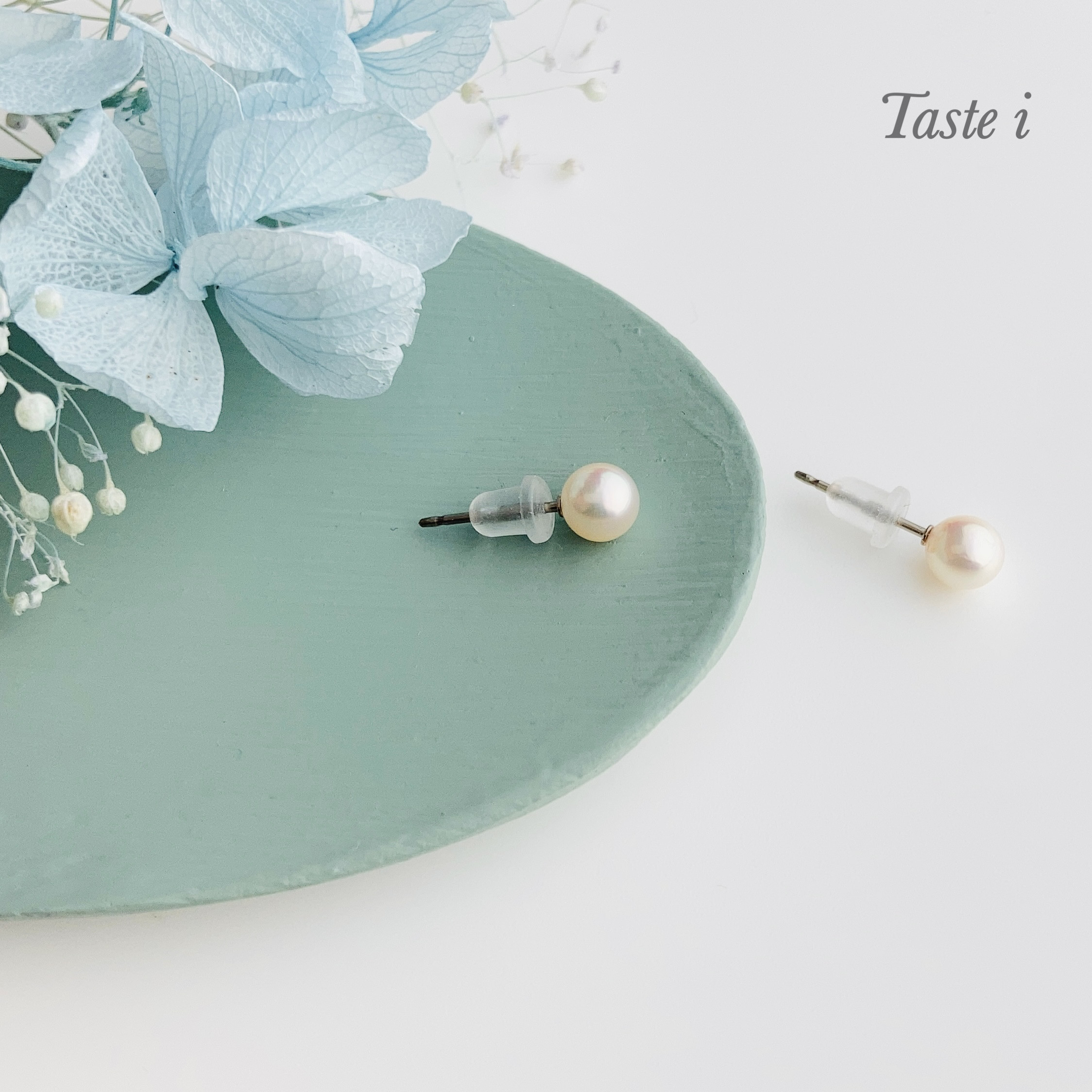 【大人テイスト】アコヤパール5ミリの1粒ピアス！《Blue Flower》シリーズ〔10043〕