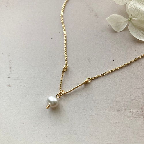 ネックレス(シルバーキャシャ)オリジナル パールネックレス 18K