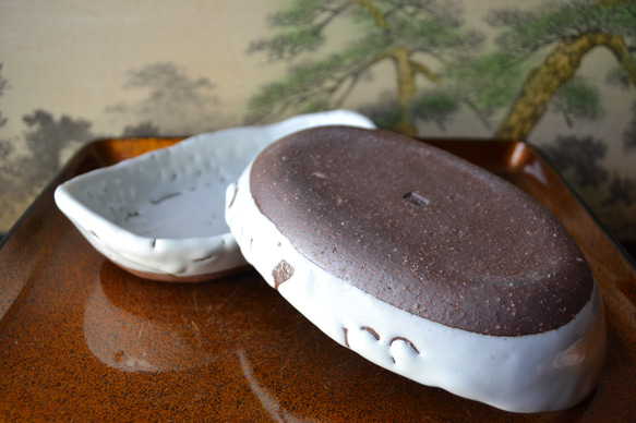 【お買い得品】グラタン皿(雪肌かいらぎ) お得な2個セット　★萩焼　 4枚目の画像