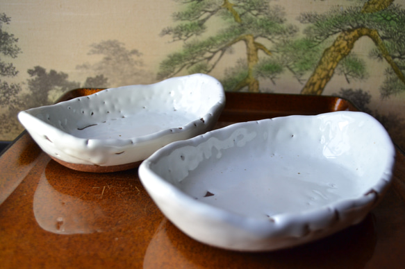 【お買い得品】グラタン皿(雪肌かいらぎ) お得な2個セット　★萩焼　 1枚目の画像