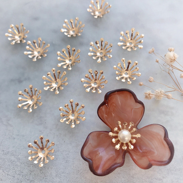 約50個【A60-G】花芯パーツ ビーズキャップ DIYパーツ 素材パーツ 蝶 