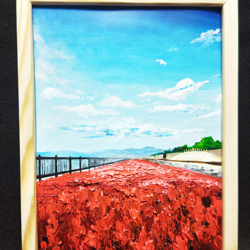 【残りわずか】 油絵 14989056｜Creema(クリーマ) 通販 HR 絵画 【海の紅葉】 絵画 絵画