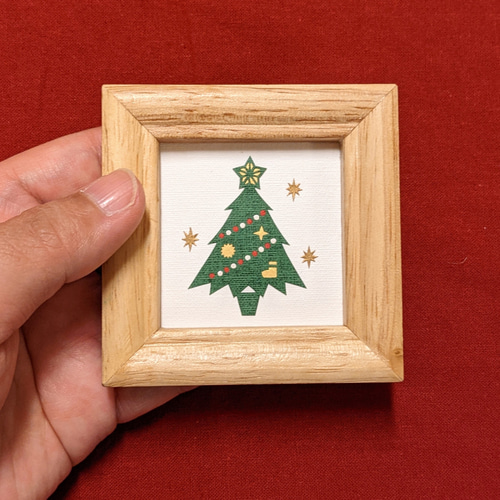 センスのいい お歳暮 受注制作 切り絵のミニ額 クリスマスツリー 切り絵 きりえ工房 絵画