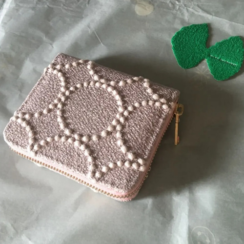 ミナペルホネン ハンドメイド ファスナー付き/二つ折り財布/ミニ財布  