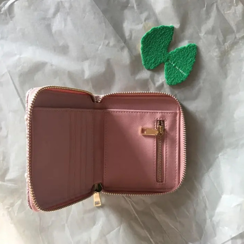 ミナペルホネン ハンドメイド ファスナー付き/二つ折り財布/ミニ