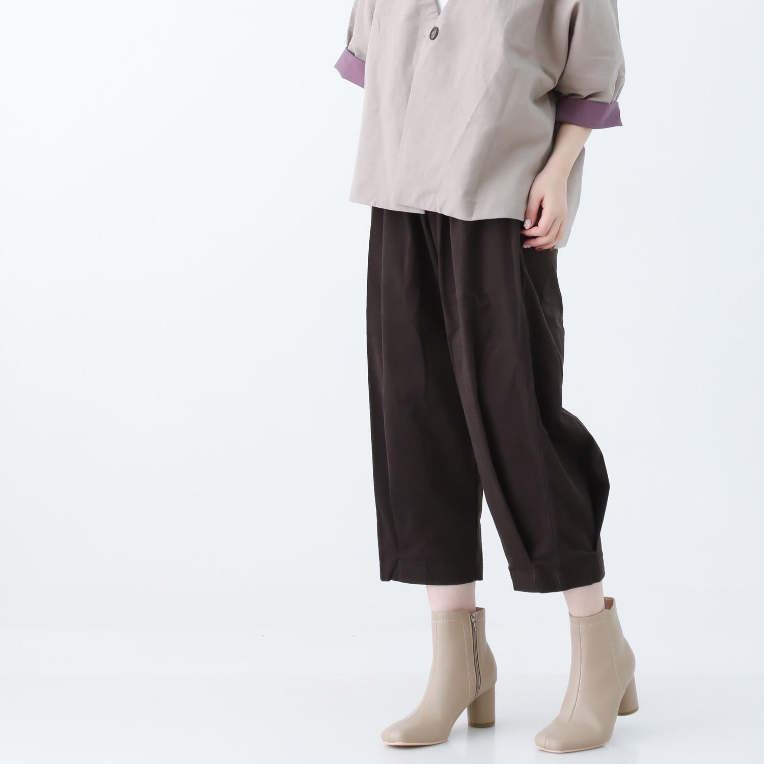 遠州産コーデュロイのキレイ目バルーンパンツ サイズ選べる◎ チャコール nunono-12