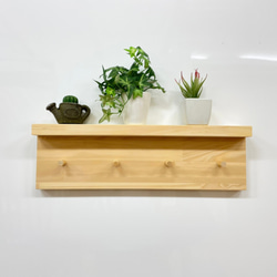 アイアンシェルフ (パイン集成 1400×250×202枚／壁掛けアイアン2個