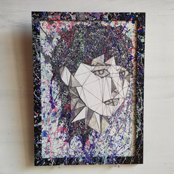 ●原画一点物●『抽象と幾何学/geometric abstract girl#6』インテリアモダンアートパネル 1枚目の画像