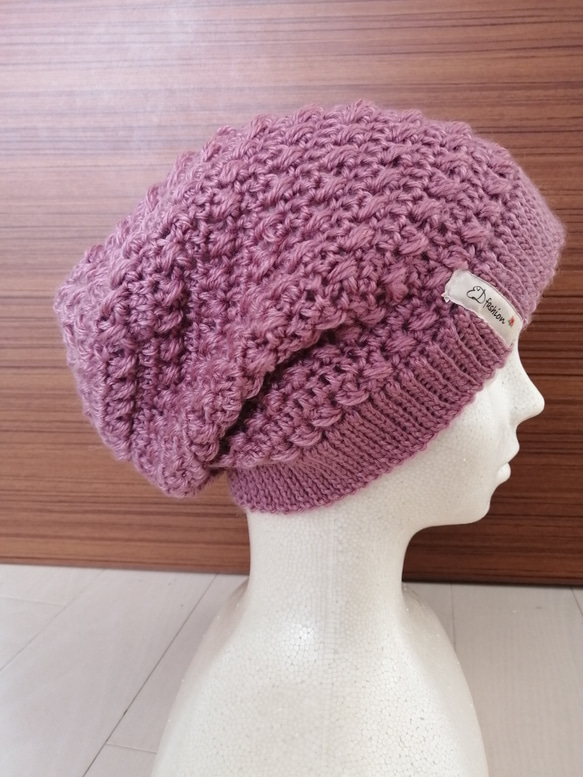 Slouchy (doble cross pattern) hat ハット、帽子、ビーニー 1枚目の画像