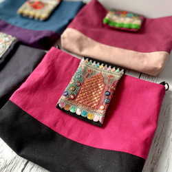 インド刺繍リボン ビビットピンク サコッシュ 15枚目の画像