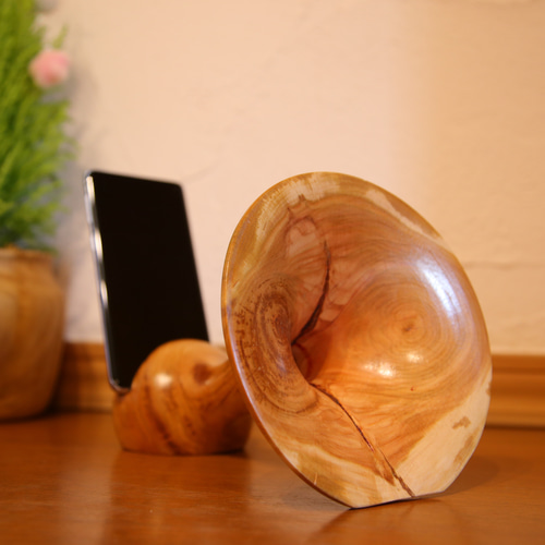 KAZU工房　ウッドスピーカー　山桜　スマホすぴーかー iPhone ウッドスピーカー スマホスタンド・スマホスピーカー