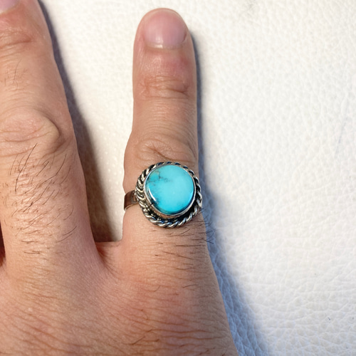 ナチュラル ターコイズ トルコ石 天然石 シルバーリング ターコイズ