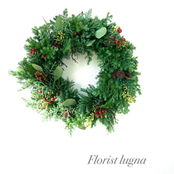 【SALE】ポポラスとブルーアイスのクリスマスリース* * *ラッピング無料 SALE】ポポラスとブルーアイスのクリスマスリース