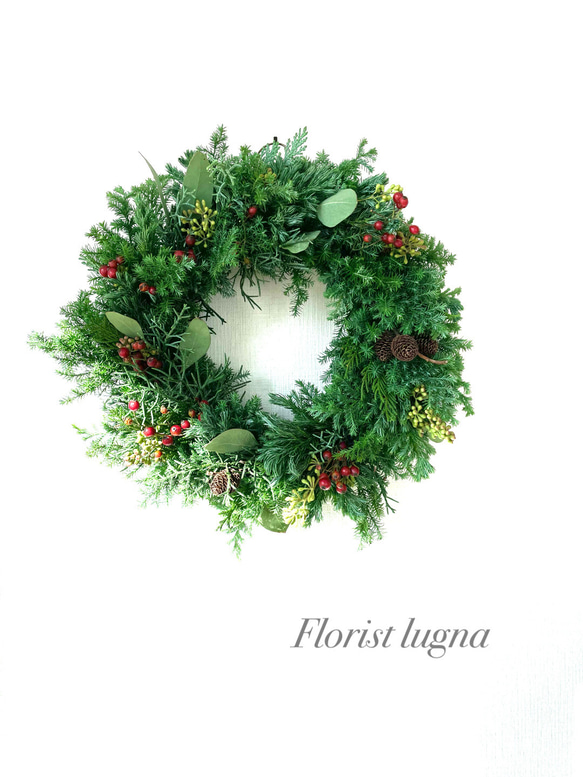 Creema限定☆クリスマスリース☆針葉樹とポポラスのリース