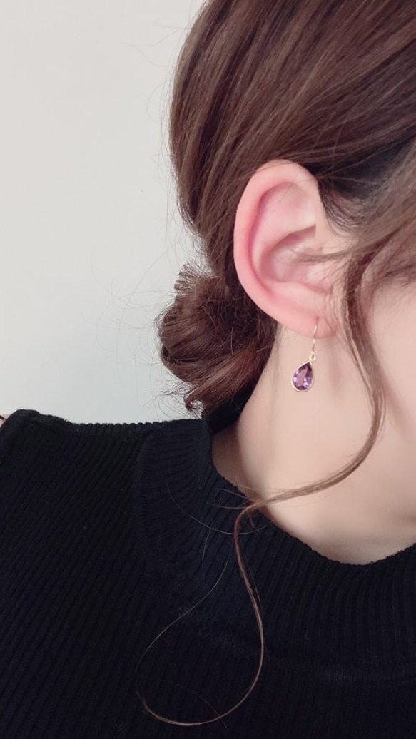 アメジスト 14kgf drop pierce/earring 2枚目の画像