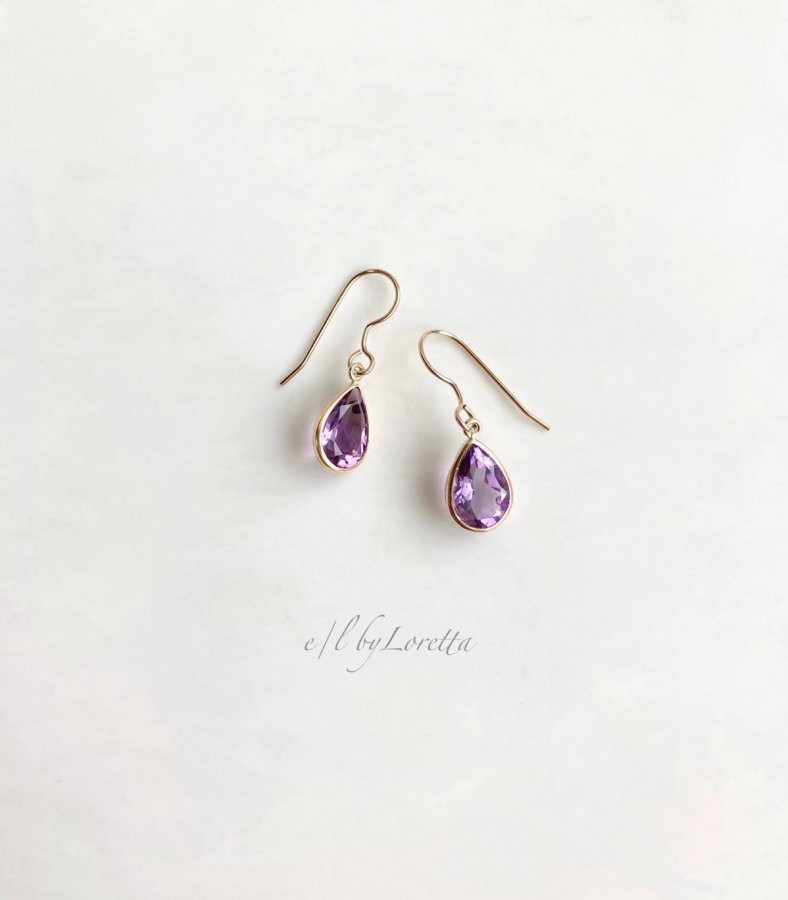 アメジスト 14kgf drop pierce/earring