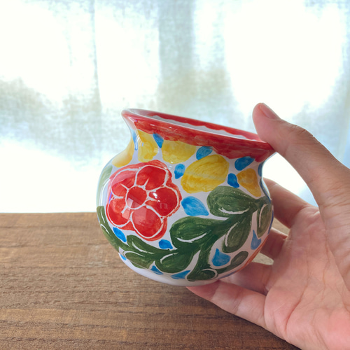 食器にもなる陶器製プランター 8cm マヨリカ焼き イタリア陶器 食器にもなる陶器製プランター 8cm マヨリカ焼き イタリア陶器