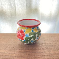 食器にもなる陶器製プランター 8cm  マヨリカ焼き  イタリア陶器　鉢カバー 花瓶 ポット 6枚目の画像