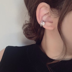 Silver 3連 wave crystal ear cuff 2枚目の画像