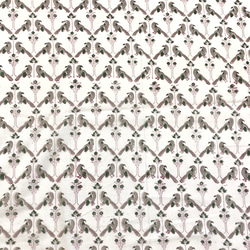 【50cm単位】ホワイトグレーバードフラワー　片耳柄付き　インド　ハンドブロックプリント生地　テキスタイル 5枚目の画像