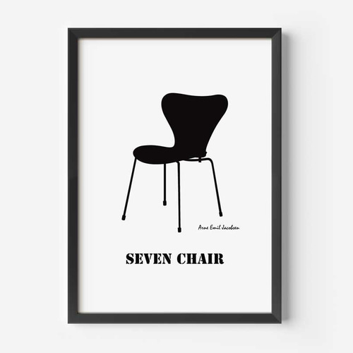 セブンチェア アルネヤコブセン ポスター seven chair 額装 アート セブンチェア アルネヤコブセン ポスター アート 絵 ミッド