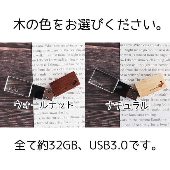 【名入れ可】2023年干支 うさぎ 木製 クリスタル USBメモリ 32GB 結婚祝い 就職祝い 入学祝い 卒業祝い 2枚目の画像