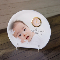 まるまる時計 ベビーニューボーン / アクリル製ミニ時計付き / 出産祝い 内祝い 赤ちゃん メモリアル 2枚目の画像