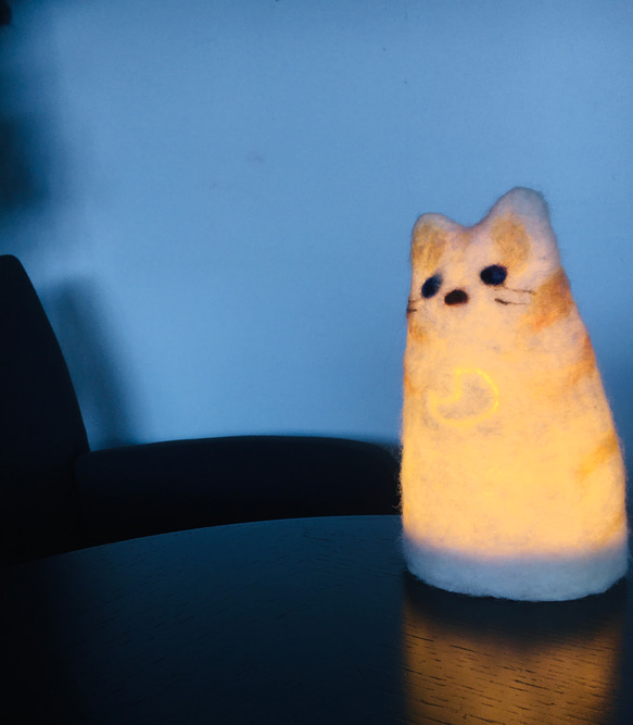 受注制作】ランプシェード：羊毛フェルトのもふふわねこらんぷ