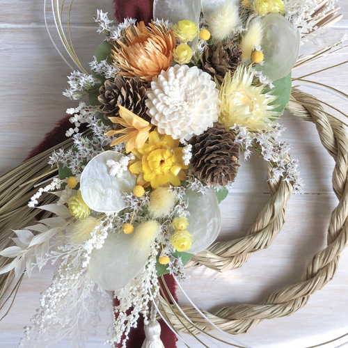 お正月飾り＊しめ縄リース＊即日発送 送料無料 お正月 しめ縄 リース お正月飾り モダン フラワーギフト