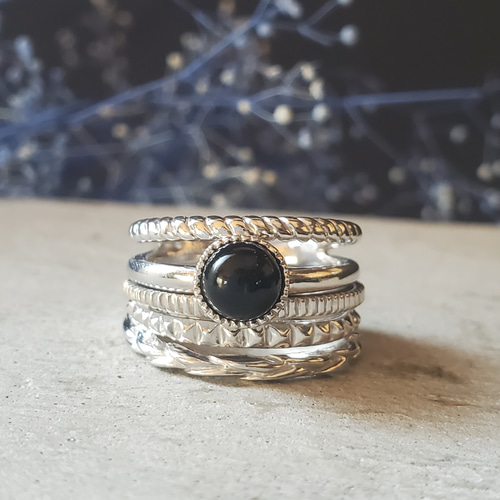 選べる天然石、デザインで選べるシルバー925オニキス6mmダブルアーム