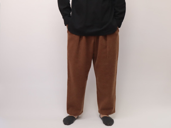 ＜OSOCU＞bishu-wool  baloon pants   尾州ウール 毛七サイセイヨウモウパンツ 　レンガ 4枚目の画像