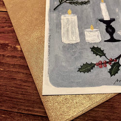 クリスマスカード　「キャンドル」　イラスト　手紙社×いわしまあゆ 1枚目の画像