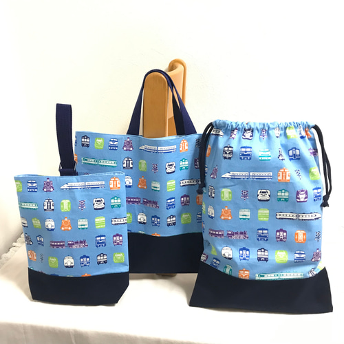 入園入学セット レッスンバッグ 上靴袋 着替袋 ハンドメイド 電車