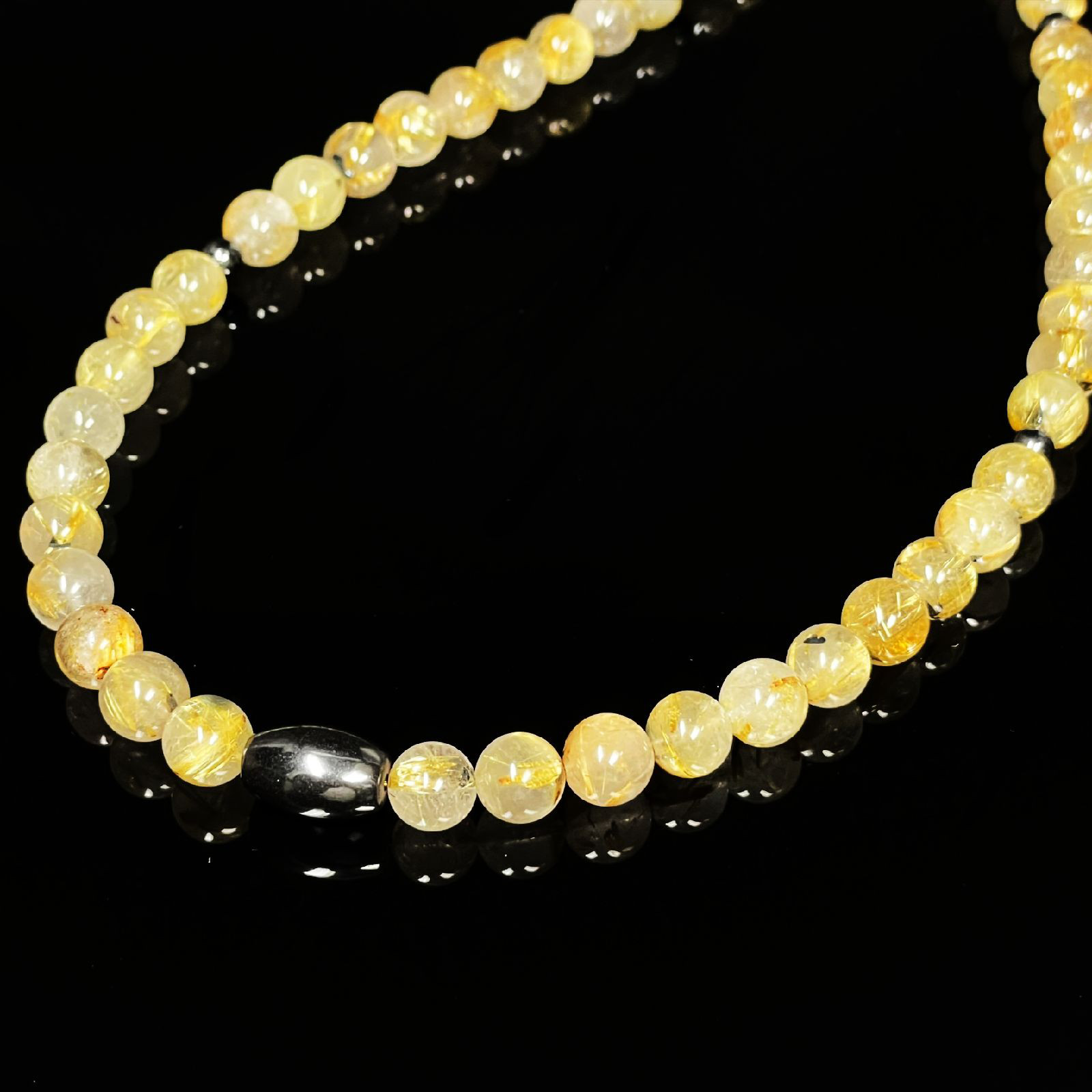 【勝利へと導く天然石】磁気ヘマタイト ゴールドタイチンルチルネックレス プロスポーツ選手・芸能人愛用 お年玉 ギフト