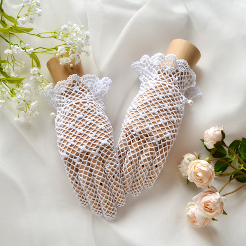 クロッシェのレースグローブ〈no.23〉ピュアホワイト その他オーダー