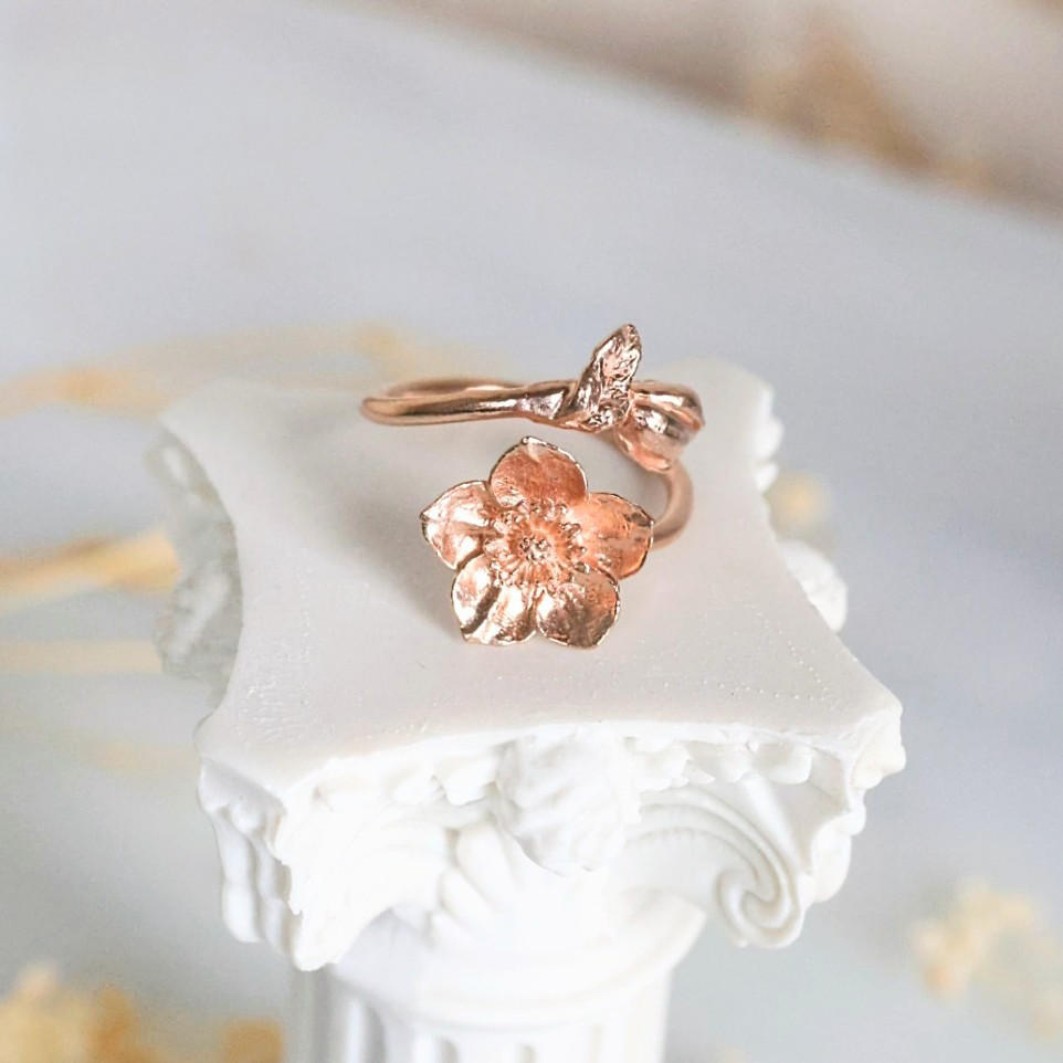 クリスマスローズのフォークリング／Pink Gold(ピンクゴールド) 【受注生産】