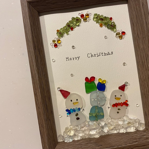 シーグラスアート　♡花咲くお正月だるまさん♡ WOL.S シーグラスアート 雪だるまさんとプレゼント その他