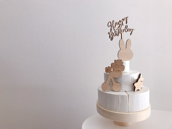 anniversary cake 飾って遊べる 木のケーキ 木製おもちゃ クレイケーキ 撮影小物 8枚目の画像