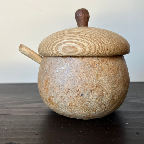 どんぐりシュガーポットミニ 葉っぱの小皿付き シュガーポット