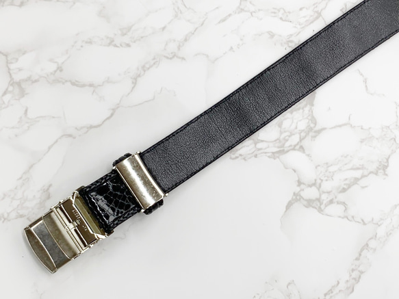 日本製　クロコダイル　３０㎜巾　ベルト　三つ編みメッシュ縫い込み　ボンベ加工　真鍮 エポキシ樹脂金具　エキゾチックレザー 画像参照