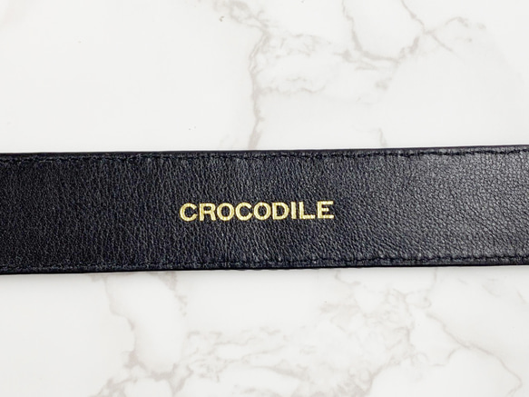 日本製　クロコダイル　３０㎜巾　ベルト　三つ編みメッシュ縫い込み　ボンベ加工　真鍮 エポキシ樹脂金具　エキゾチックレザー 画像参照