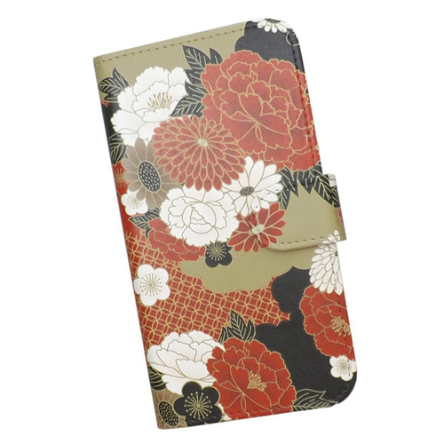 全機種対応 手帳型スマホケース 和柄 花柄 桜 梅 菊 牡丹 蝶 七宝 601 