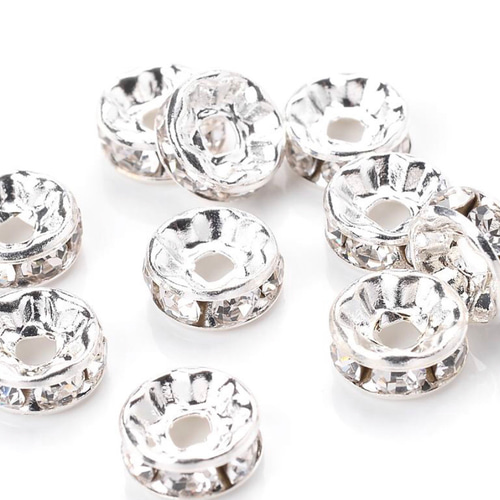 金具ロンデル 平型 プラチナ色・14kgp 60個 アクセサリーパーツ 金具