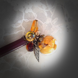 イエロー紫陽花の硝子玉かんざし 4枚目の画像